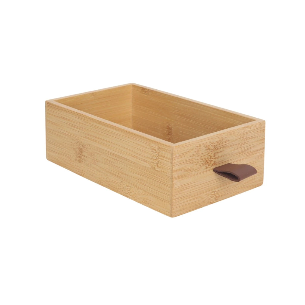 Scatola portaoggetti con cassetti moderna organizzazione ufficio 15 x 25 x 20 cm in bambù naturale 13_0017882