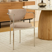 Sedia con Braccioli e Schienale Ergonomico, in Tessuto e Metallo, Cachi Chiaro 75 × 50.5 × 33 cm