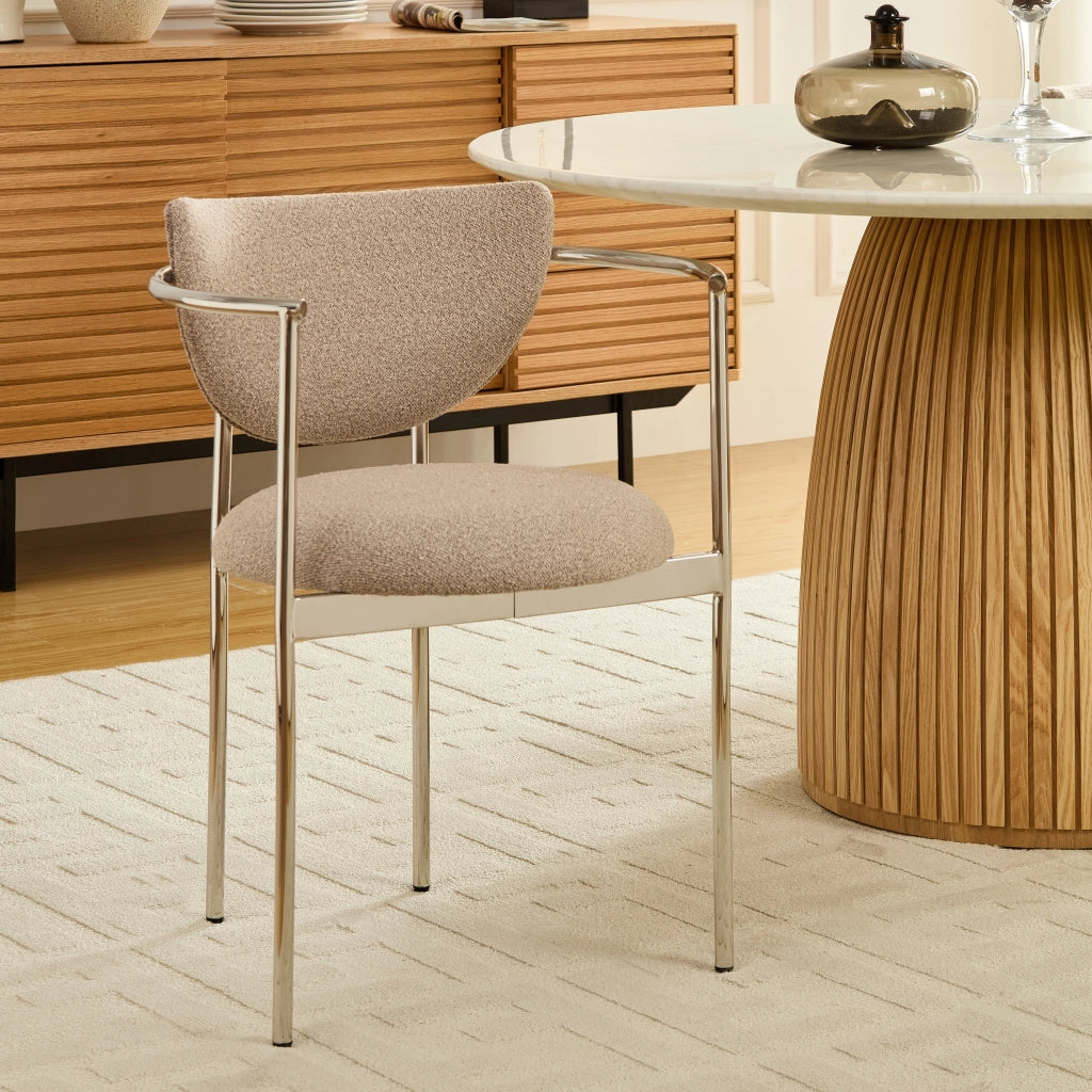 Sedia con Braccioli e Schienale Ergonomico, in Tessuto e Metallo, Cachi Chiaro 75 × 50.5 × 33 cm