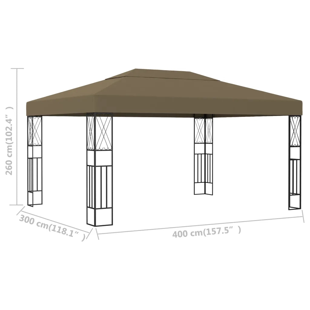 Gazebo | Pergolato 3x4 m Grigio Talpa in Tessuto