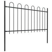 Recinzione da Giardino | Recinzione da cortile con Parte Superiore ad Anello in Acciaio 359x100 cm Nera