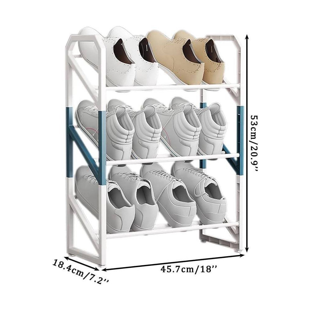 Trade Shop - Scarpiera Scaffale Organizer Salvaspazio A 3 Ripiani Scarpe Impilabile 53x45x18c -