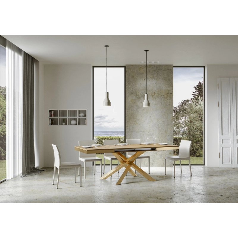 Tavolo allungabile 90x120/224 cm Volantis Evolution telaio Oro - Noce