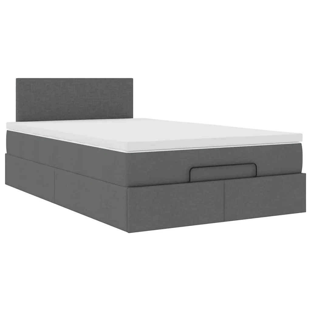 Pouf Letto con Materasso e LED Grigio Scuro 120x200 cm Tessuto 3312216
