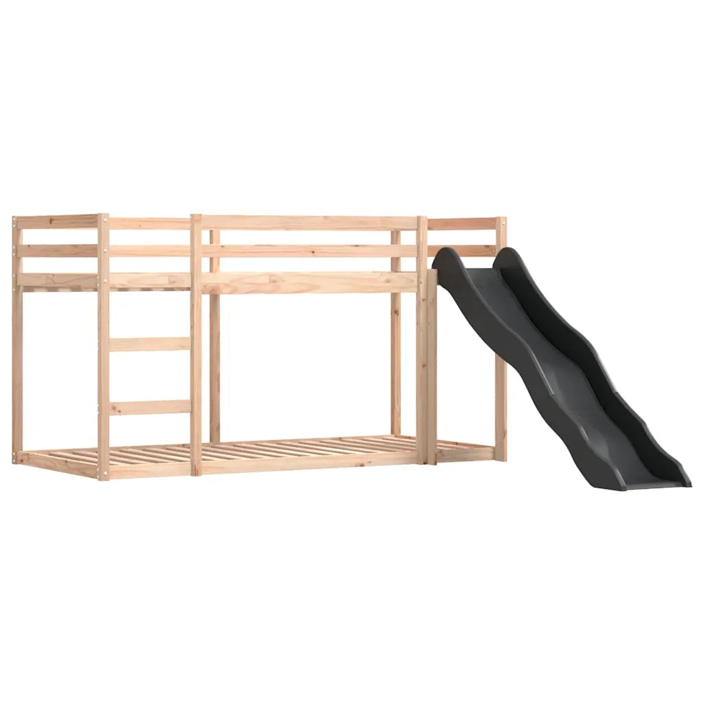 vidaXL Letto a Castello con Scivolo e Tende Blu 90x190 cm