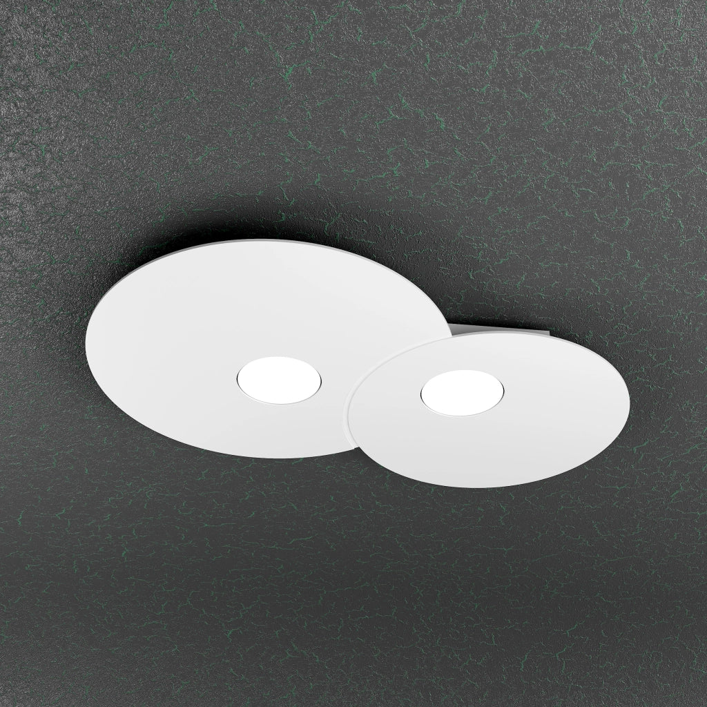 Toplight Plafoniera da soffitto rotonda 2 luci Cloud con attacco GX53, struttura colore bianca, design moderno 50x35x3cm