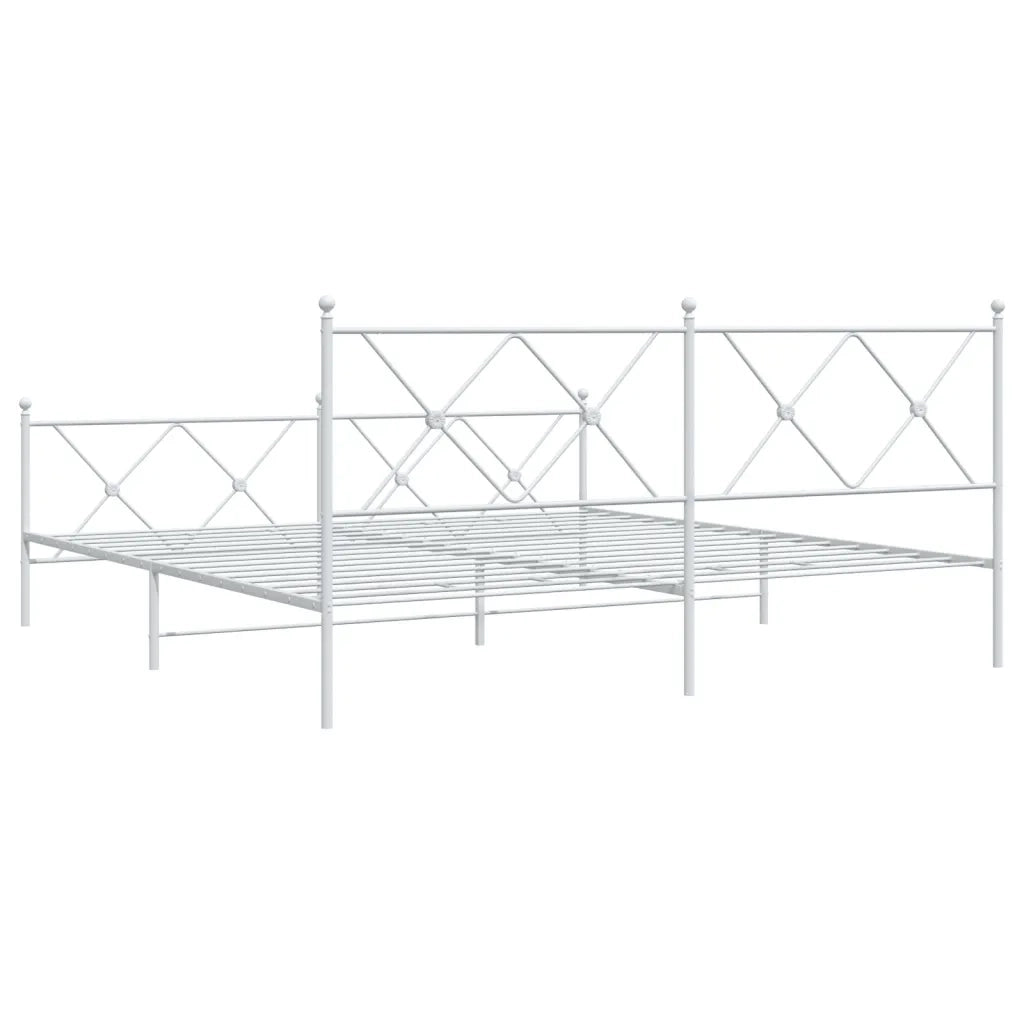 Giroletto con Testiera e Pediera-Struttura Letto Metallo Bianco 183x213 cm 164338