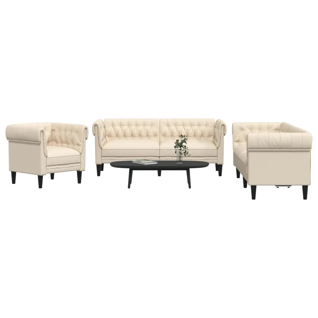 Set di Divani 3 pz Crema in Tessuto 3209198