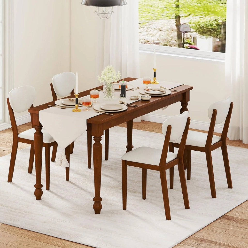 Set da 2 Sedie da Pranzo, Sedie Moderne Senza Braccioli con Gambe in Legno di Gomma, Seduta e Schienale Imbottiti, per Soggiorno, Sala da Pranzo e Ristorante, Portata 180 kg