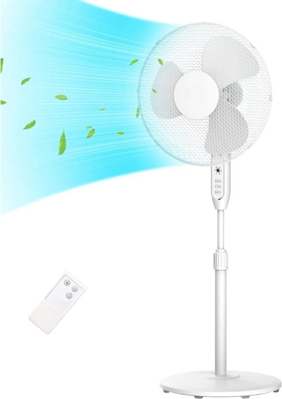 Ventilatore da Pavimento MFS400M0APW0 - 40W Stato Fermo Con Comando a Distanza - 3 Velocità - 85° Oscillante - Regolabile in Alta 110-130 cm - Bianco