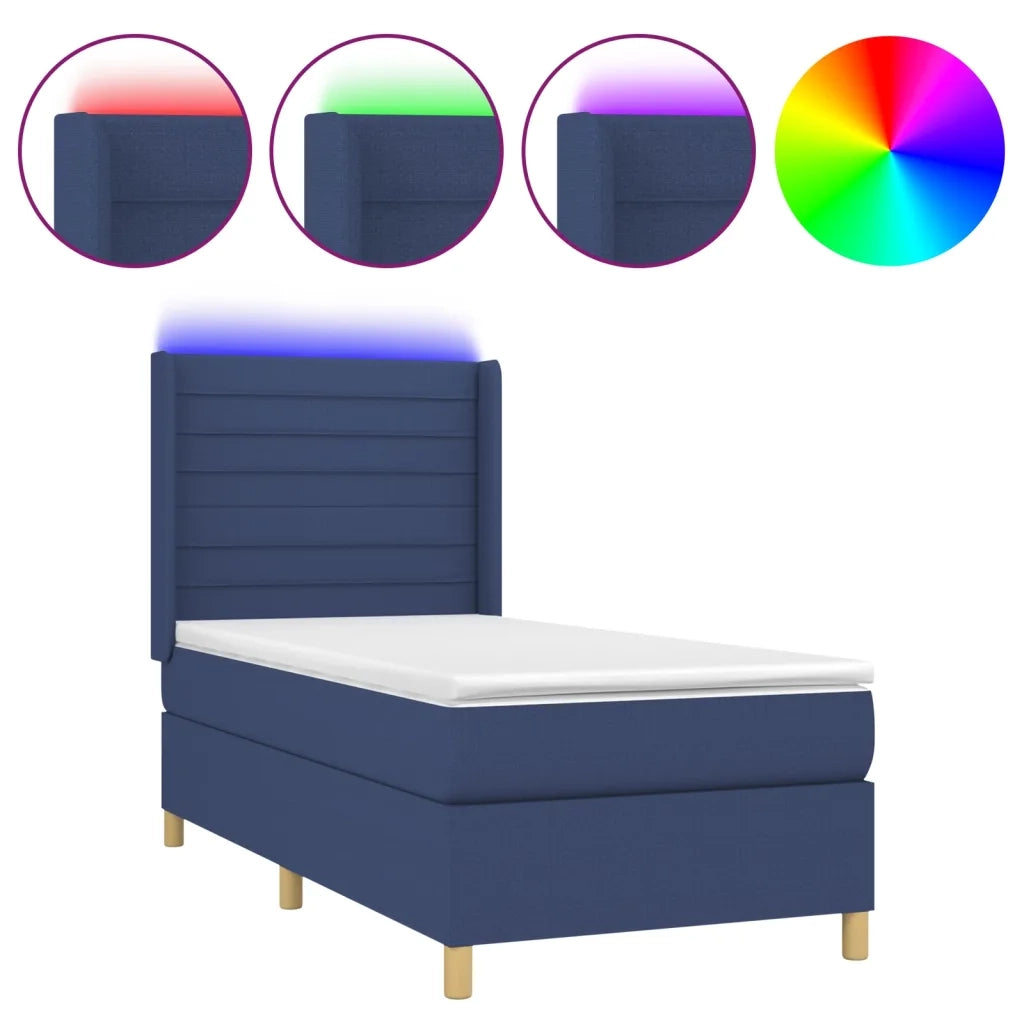 Letto a Molle con Materasso e LED Blu 90x190 cm in Tessuto 3138923