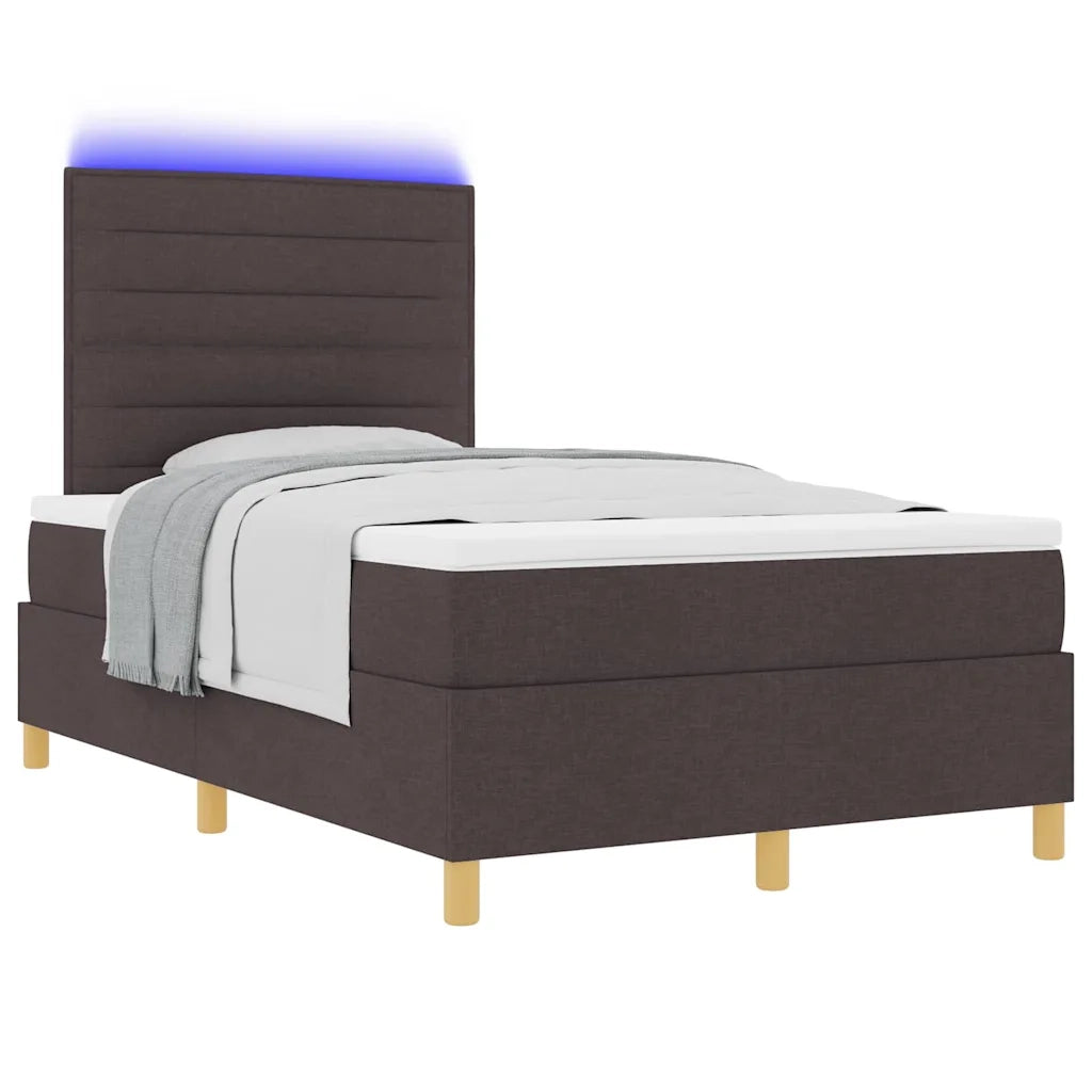 Letto a Sorgente LED Marrone Scuro 120 x 200 cm Tessuto 3343015