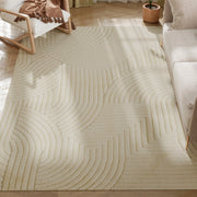 Tappeto 230x160 cm ¨C Zephmum ¨C Geometrico Pelo Lungo Antiscivolo Crema