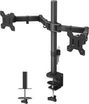 Supporto per Doppio Monitor per Schermi da 13 a 27 Pollici - Regolabile in Altezza fino a 430mm, Rotativo, Girevole e Inclinabile - Sostiene fino a 10kg per Braccio - VESA 75/100