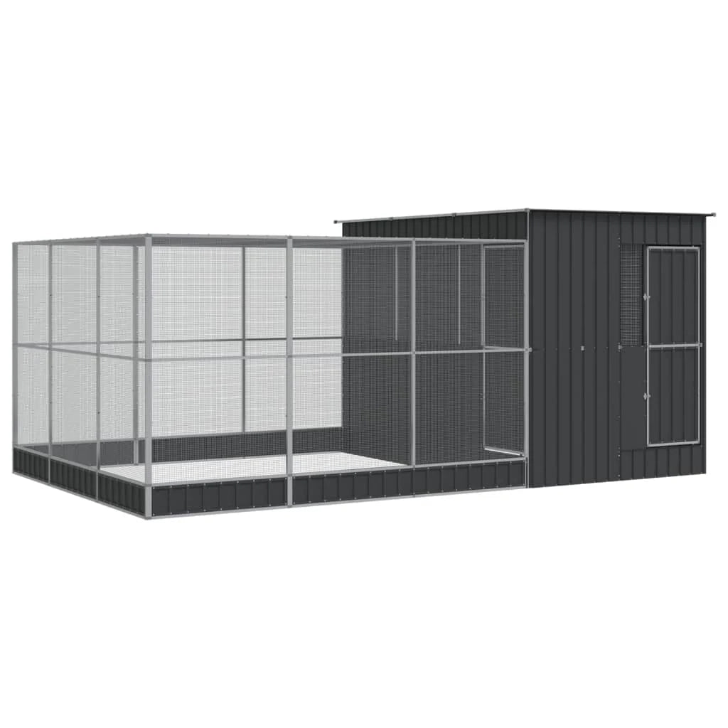 Voliera a gabbia con estensione in argento 497 x 303 x 216 cm acciaio argento 02_0045656