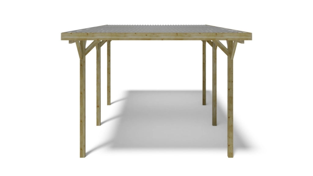 Tettoia posto auto coperto in legno 3.04x5.12 m - 15.57 m2 - copertura PVC   - CAR16PVCTR - ALTANKA