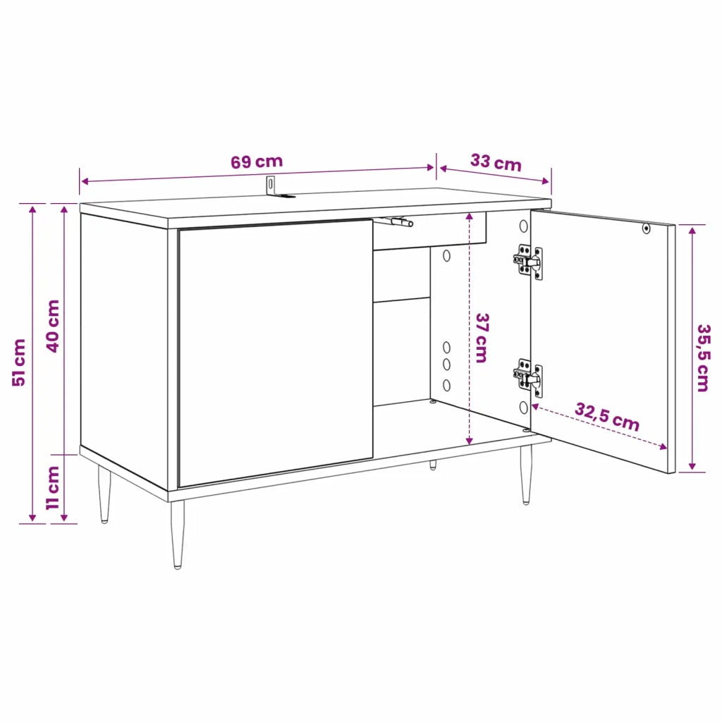 Mobile TV RAALTE 69 x 33 x 50,5 cm Rovere Nero 8007012