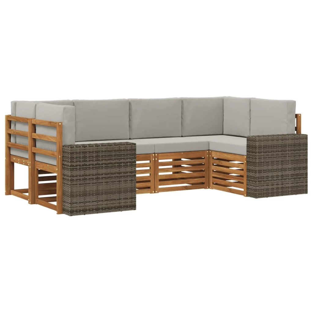 Set divano sezionale 6 pcs Naturale e Grigio Chiaro Poliestere