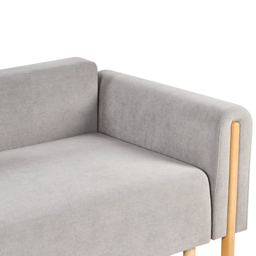 Divano letto in tessuto grigio Rivestito con meccanismo Click-Clack Sleeper con contenitore Stile minimalista con braccioli