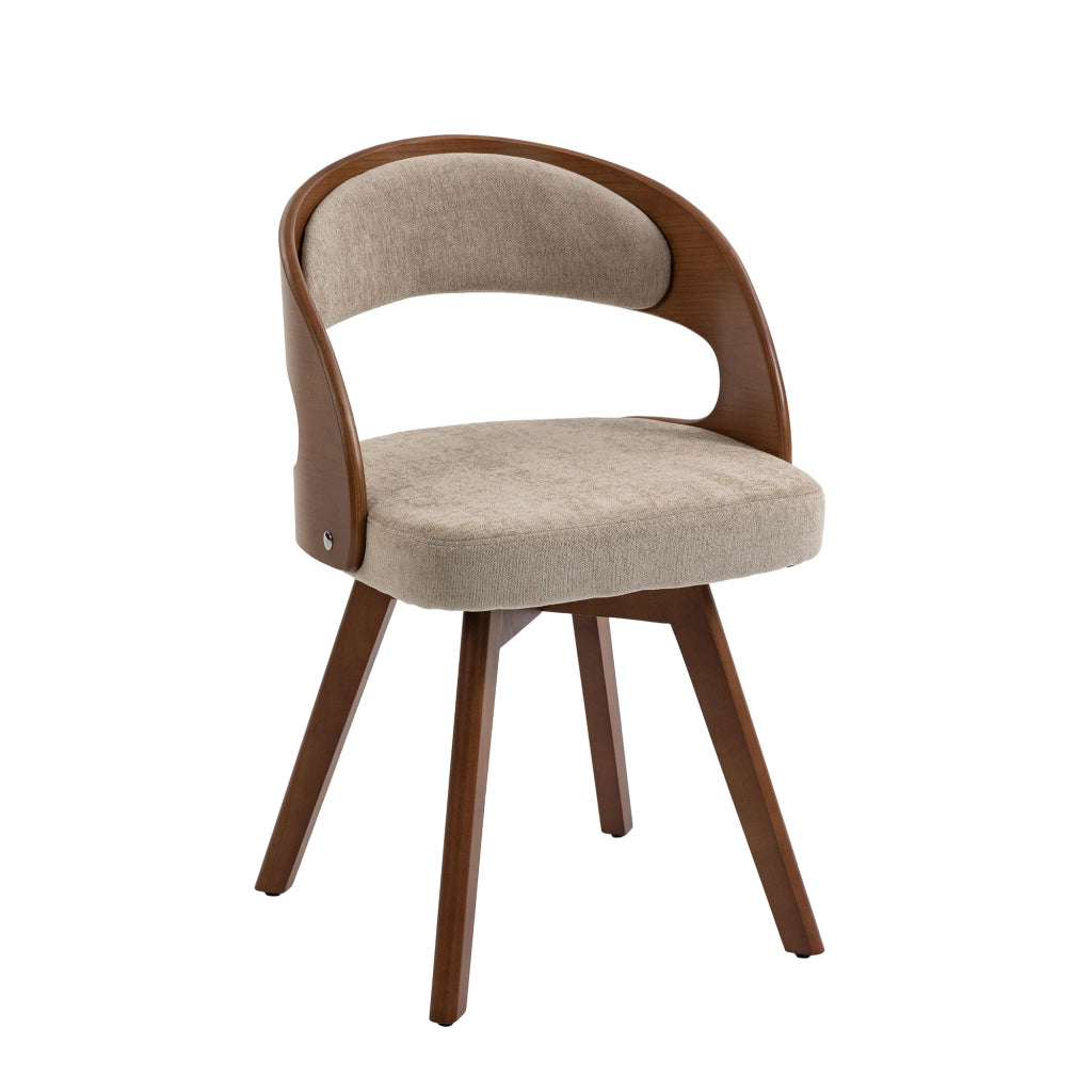Sedia da Pranzo Girevole in Legno con Cuscino ¨C Xylo ¨C Schienale Curvo, Tessuto Cotone Lino