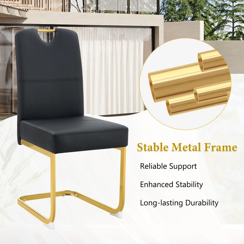 Set di 2 sedie da pranzo con schienale ergonomico e piedini antiscivolo stile moderno in PU nero