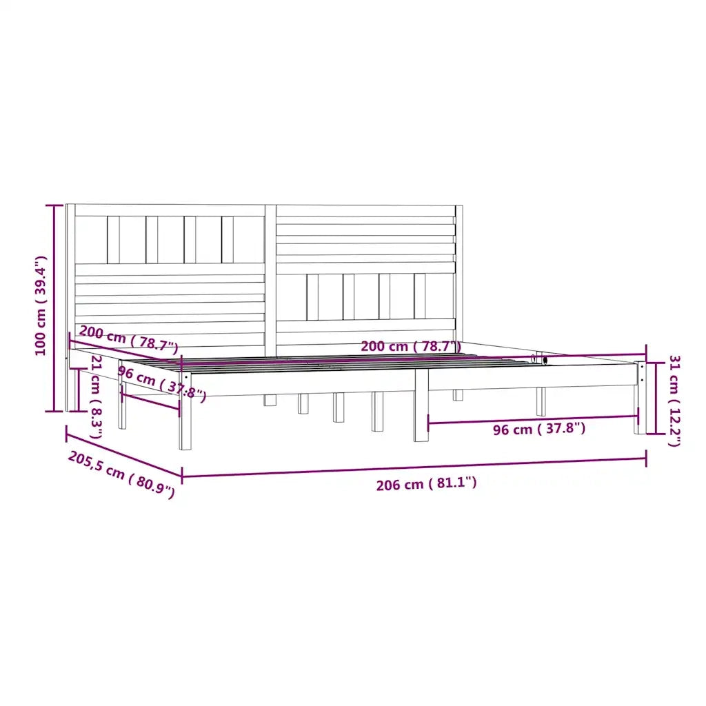Giroletto-Struttura Letto in Legno Massello di Pino 200x200 cm 141482