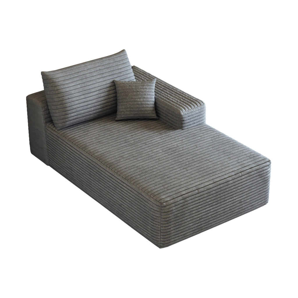 DIVANO Angolare Reversibile con Chaise Lounge in tessuto grigio