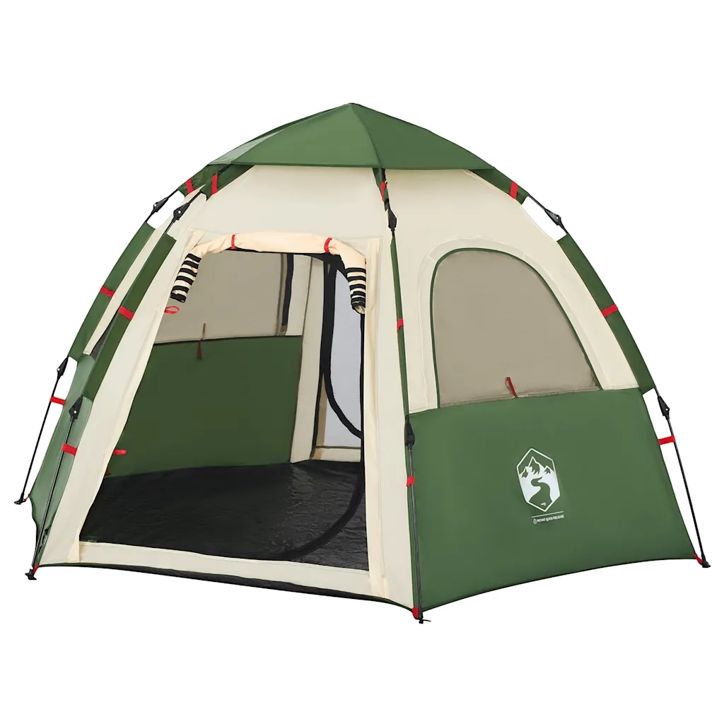 Tenda da Campeggio Cabina 4 Persone Verde a Rilascio Rapido 4005332