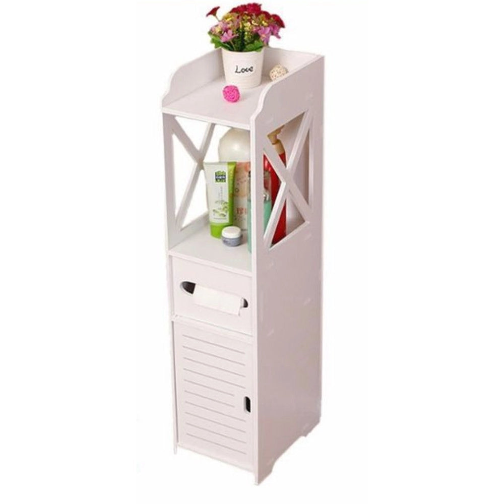 Trade Shop - Armadietto Portaoggetti Ripiani Porta Carta Igienica Organizer Da Bagno Per Piccoli Spazi -