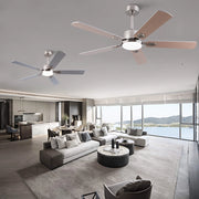 Ventilatore da soffitto con luce e telecomando in metallo e legno nickel dimmerabile con 6 velocità