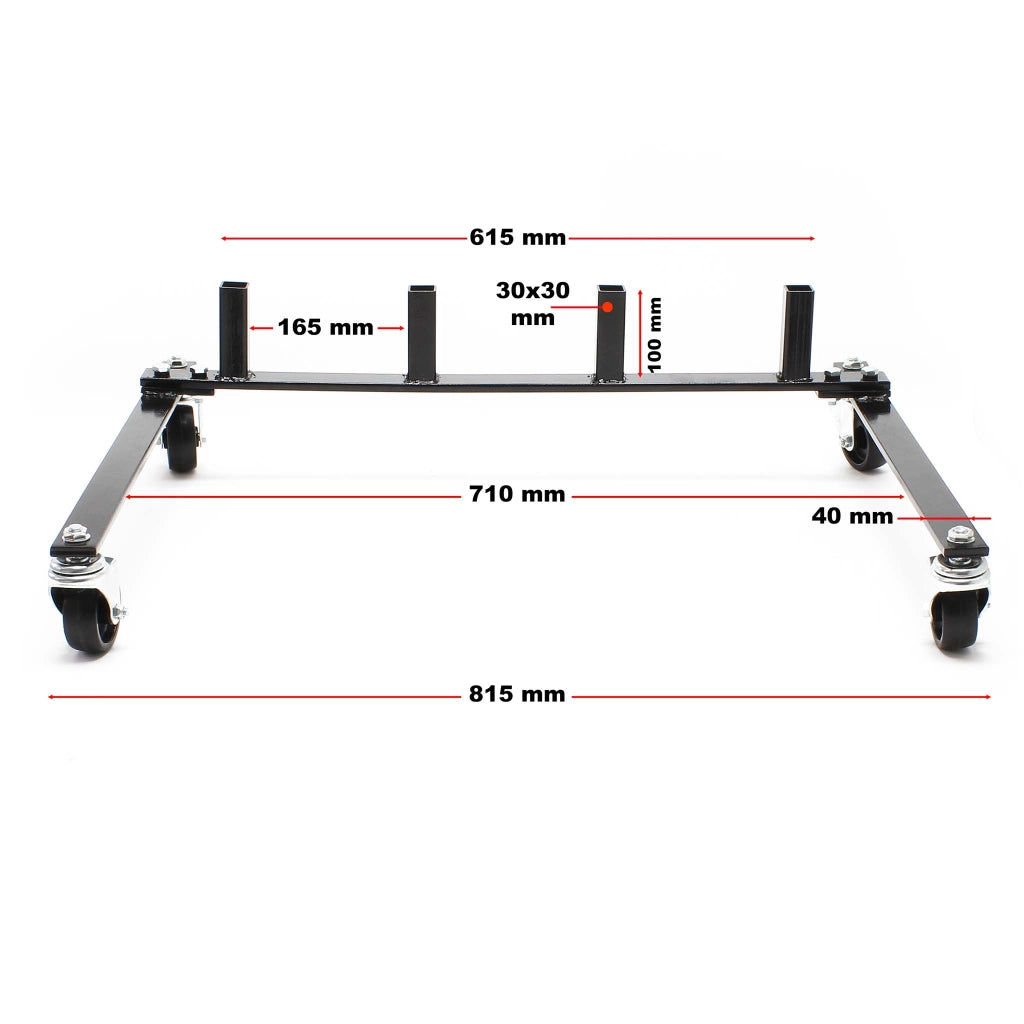 Supporto a rotelle per trasportare e riporre 4 carrelli sposta auto