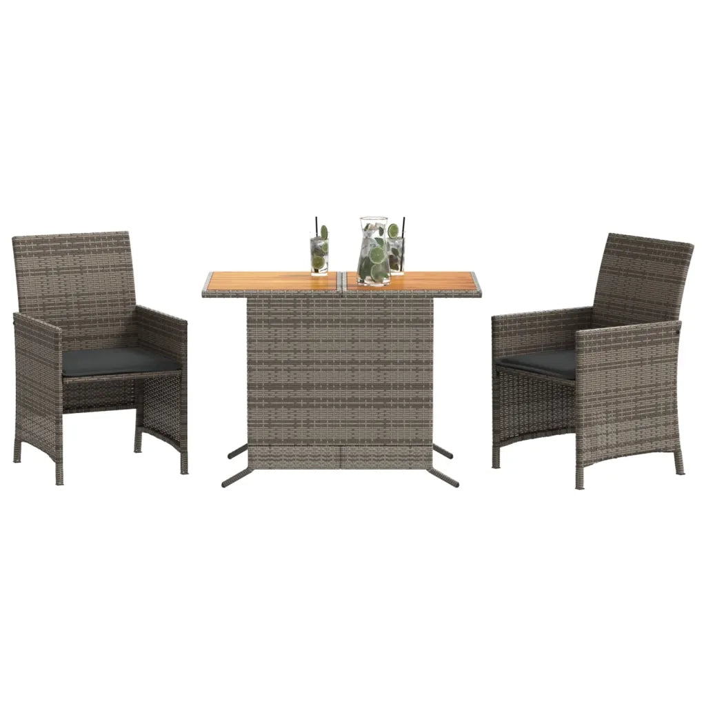 Set da Bistr¨° 3 pz | Set Salotto da Giardino con Cuscini Grigio in Polyrattan