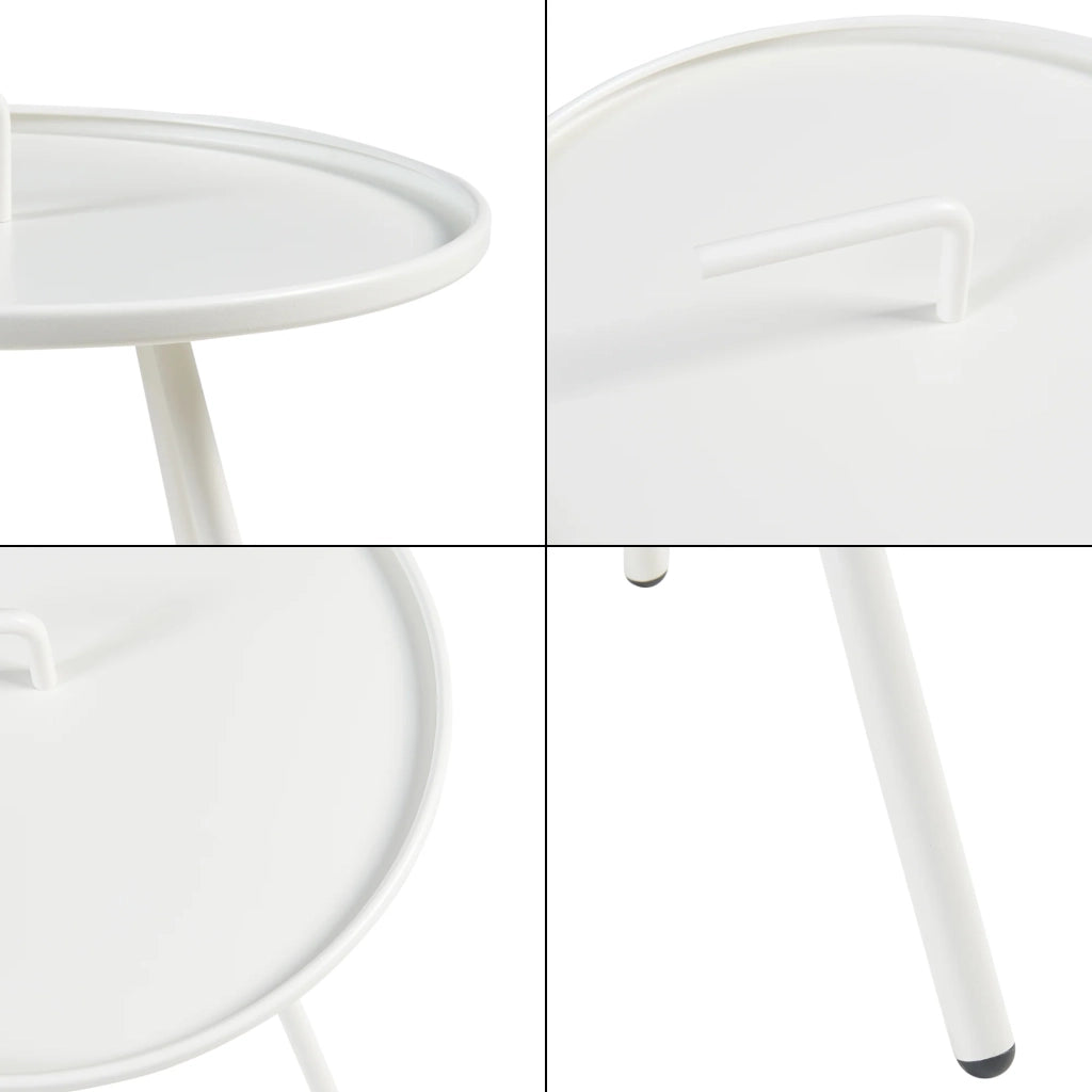 Tavolino da giardino in acciaio 55 x 42 cm bianco 03_0010902