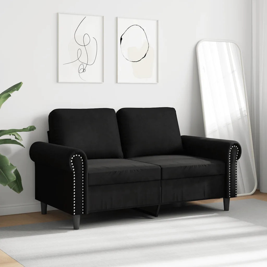 Divano | Divano da soggiorno | Sofa a 2 Posti Nero 120 cm in Velluto