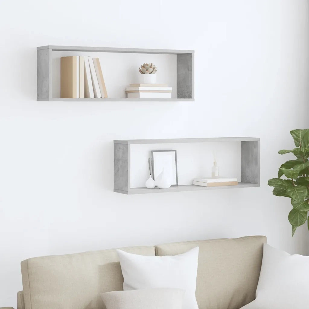 Mensole a Cubo 2 pz Grigio Cemento 80x15x26,5 cm in Truciolato cod mxl 52937