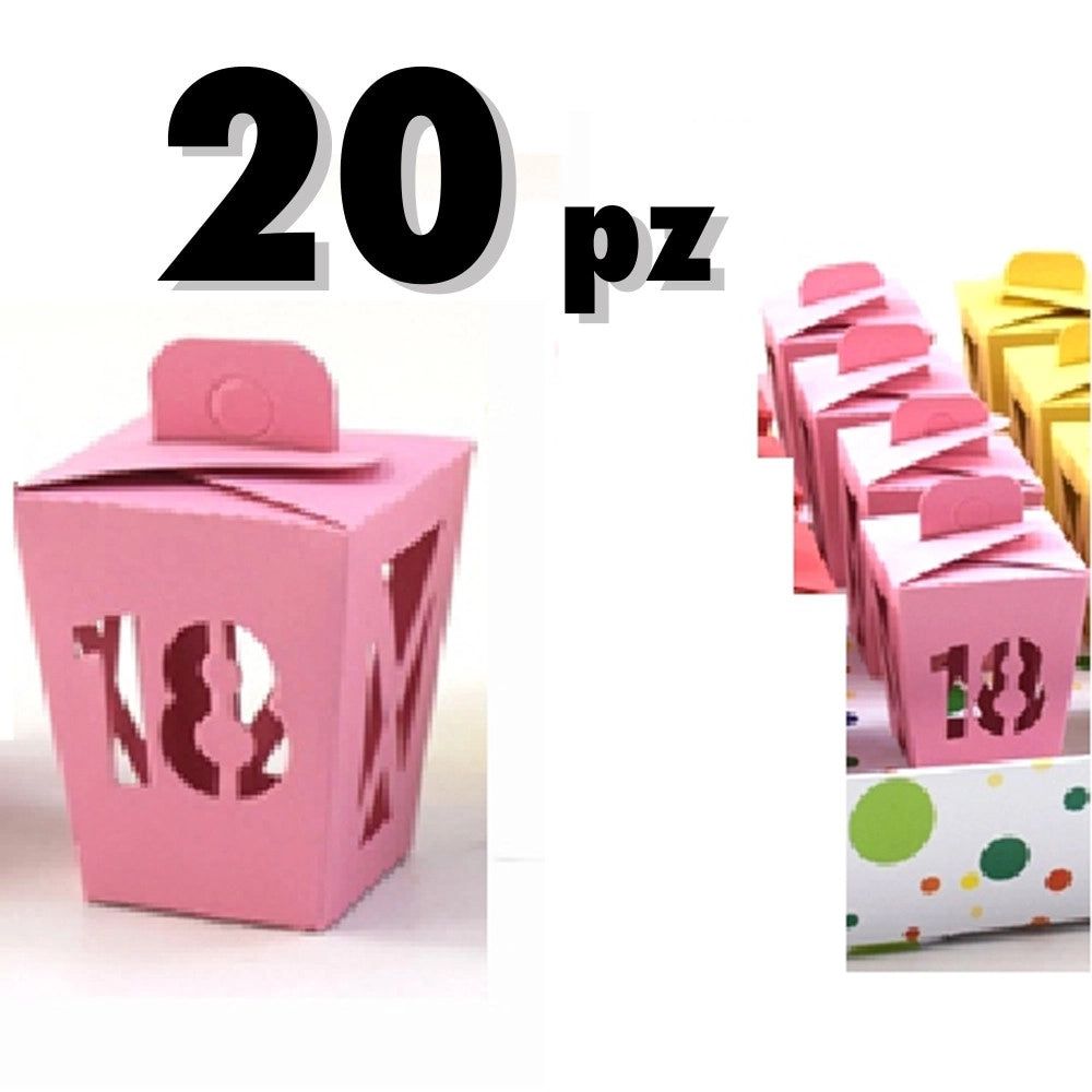 Trade Shop - 20 Pz Bomboniere Lanterna Vari Colori Colorati Festa 18 Anni Astucci -