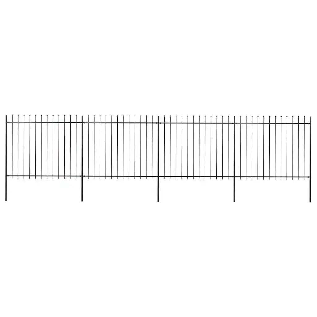 Recinzione da Giardino con Punta a Lancia in Acciaio 671x150 cm Nero 277632