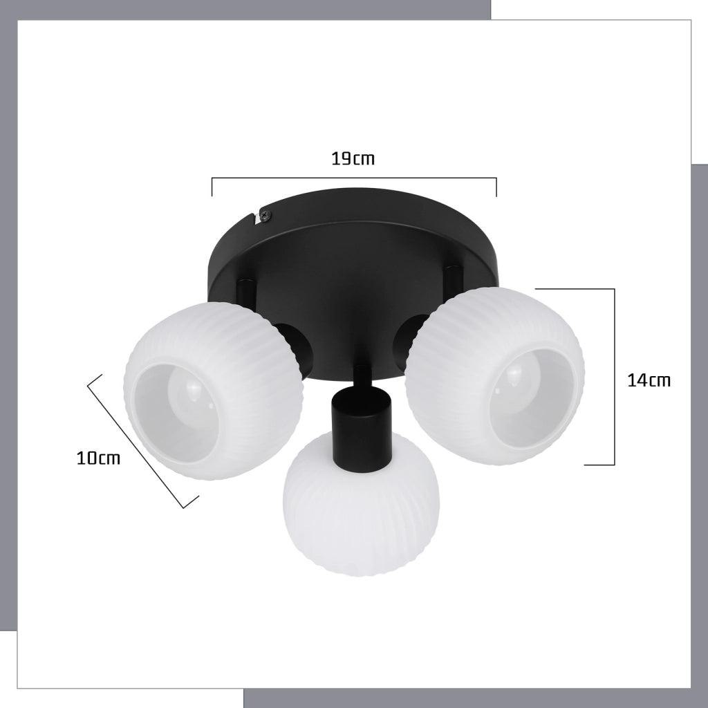 ZMH Faretto da soffitto 2 paralumi in vetro E14 vintage senza lampadina nero orientabile 350°