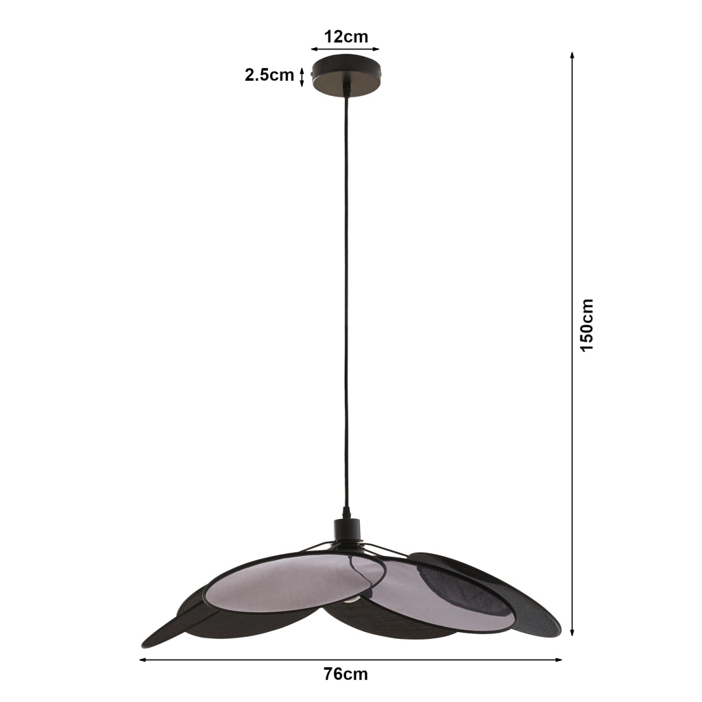 Lampadario a Sospensione Blackwood con Paralume in Tessuto - Nero lux.pro