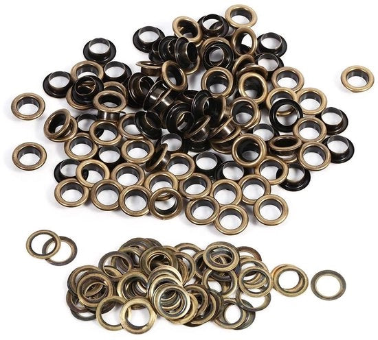 Kit di Tuite per Antico Rame - Occhi Ronde - Abbigliamento/Cuoio - 10 mm - 100 Set - Alta Qualità Rame/Ferro