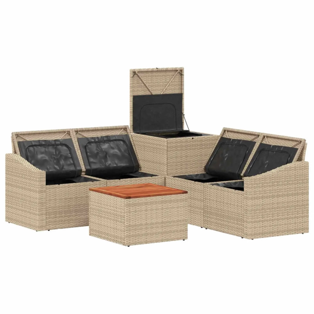 Set di divani 6 pz Beige e Bianco Crema 3447310