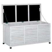 EasyComfort Panca Contenitore in Legno di Abete, Cassapanca da Esterno con Piedini Antiscivolo 127x56x60cm, Bianco