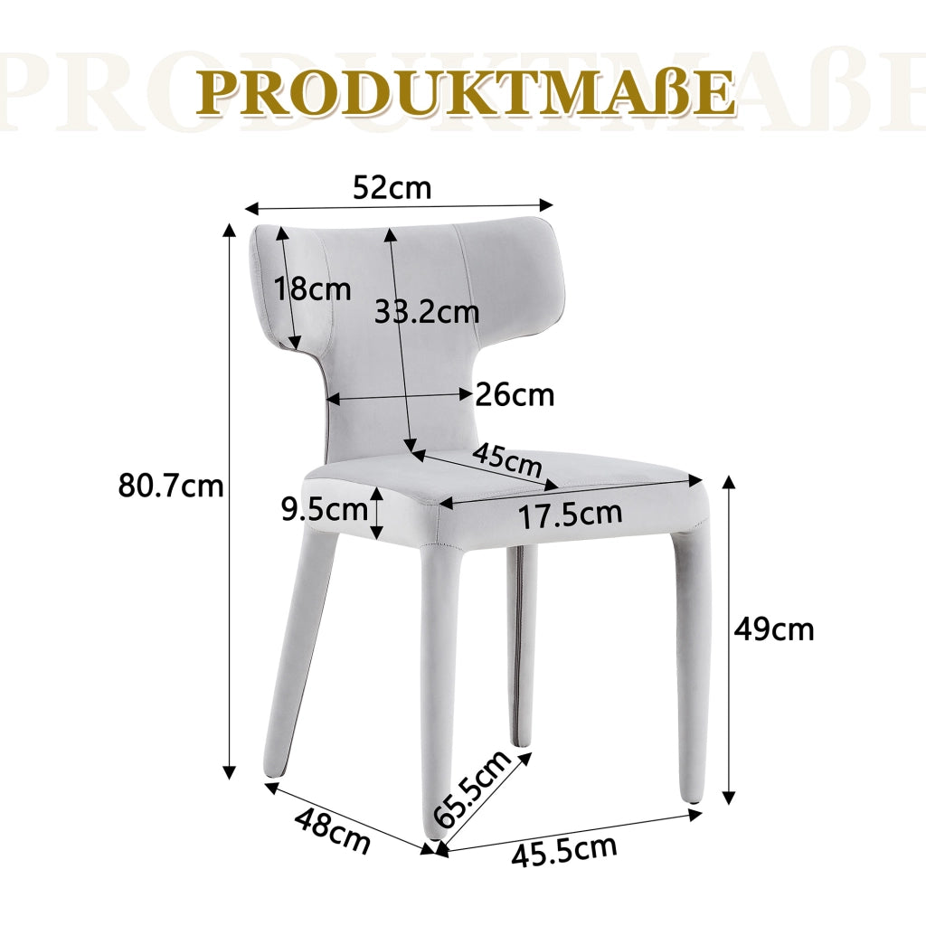 SEDIA da pranzo T 80,7 cm Grigio chiaro Set da 2 pezzi