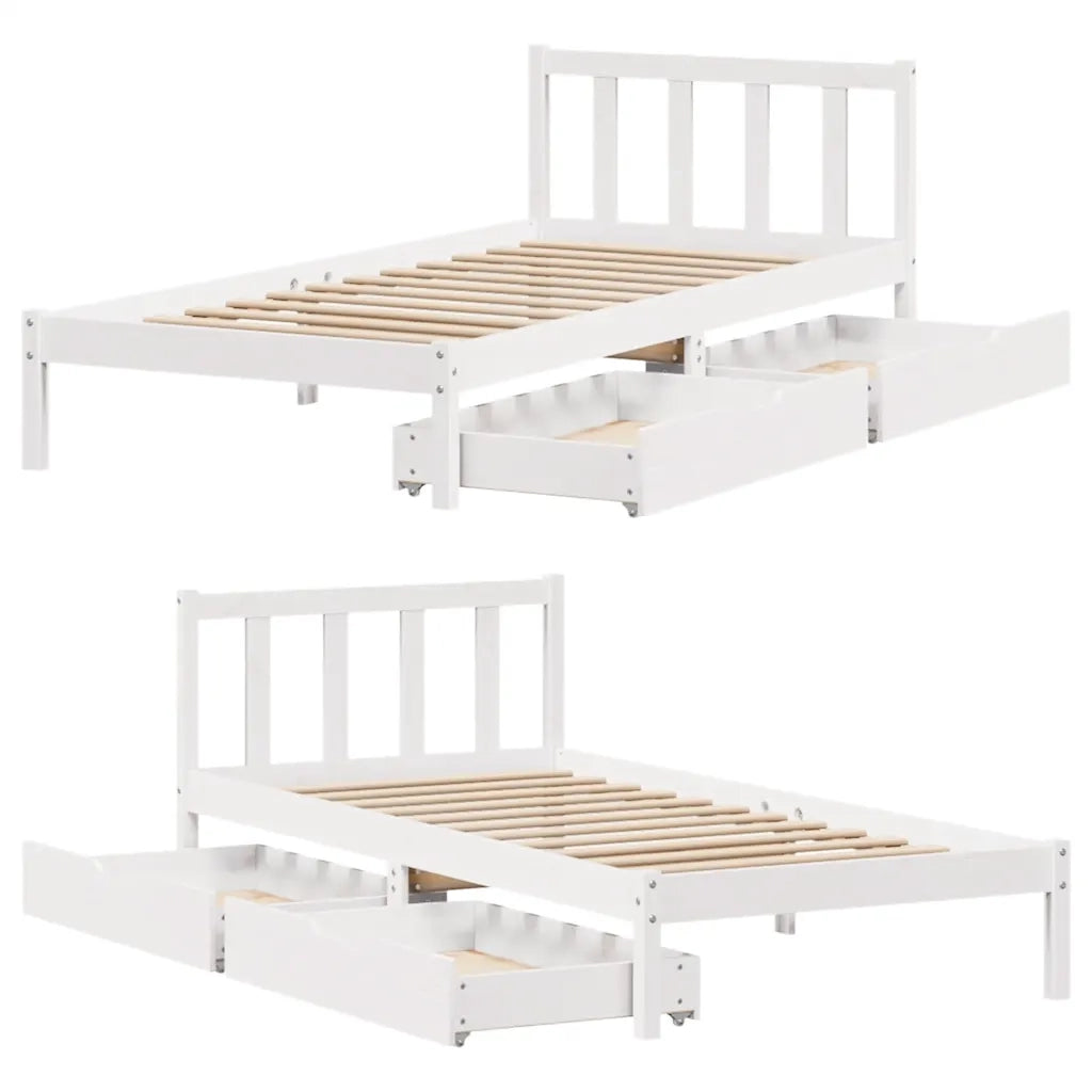 Giroletto senza Materasso-Struttura Letto Bianco 100x200 cm Legno Massello Pino 805412