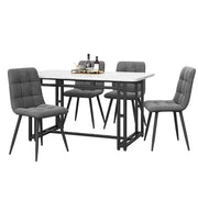 Set tavolo da pranzo 120x70 cm; con 4 sedie; struttura in MDF e velluto; grigio