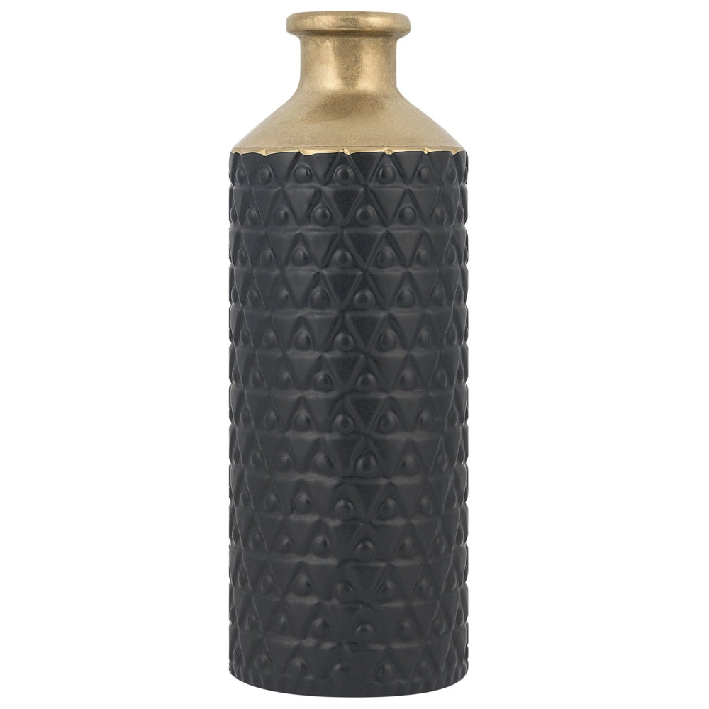 Vaso da Tavolo Decorativo Nero con gres porcellanato dorato 39 cm Glamour in stile moderno