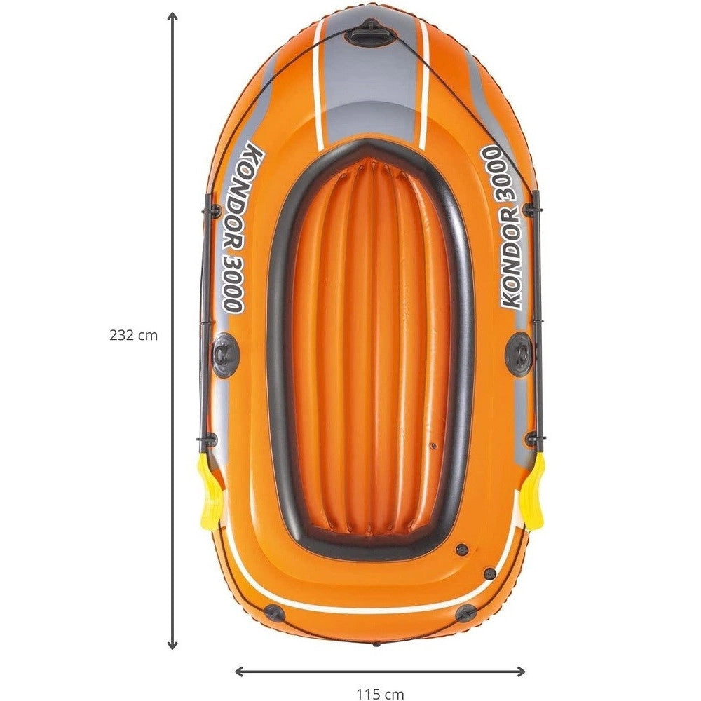 Trade Shop - Set Canotto Gommone Kondor 3000 232x115x36cm Con Remi 124 Cm Pompa Manuale 61102 -