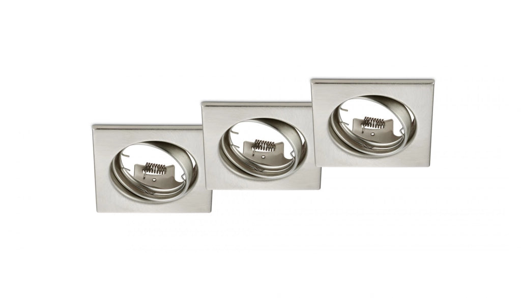 JURA KIT 3 FARETTI DA INCASSO QUADRATI ORIENTABILI ACCIAIO 8X8CM ATTACCO GU10