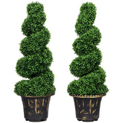 Set 2 Piante Artificiali Buxus Spiraliforme ¨C zephmum ¨C Verde, Vaso, 90 cm