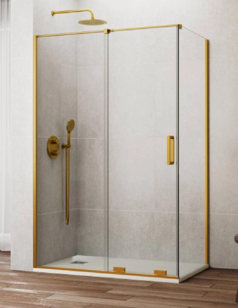 Box doccia CIRENE (KENNA) 1+1 con lato fisso laterale 100x80 cm Oro Barra Parallela